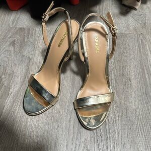 Brand new express gold heels